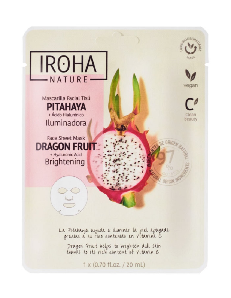 Iroha Tuch-Maske Brightening Dragnonfruit & Hyaluronsäure (15 Masken im Display)