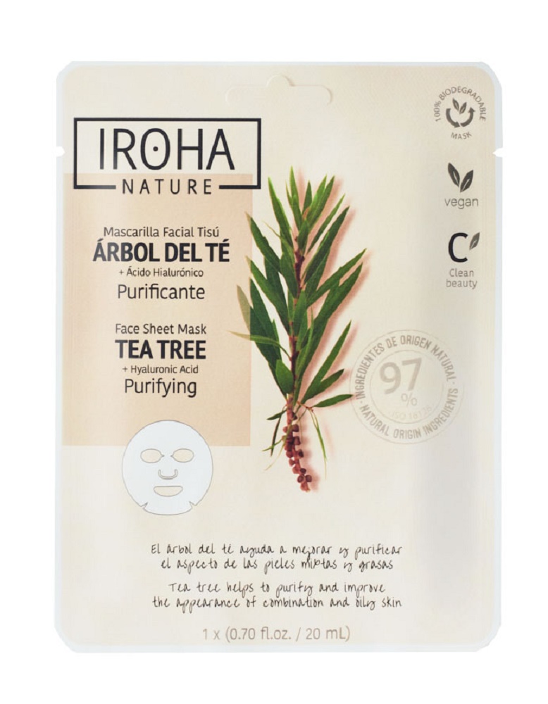 Iroha Tuch-Maske Purifying - Tea Tree & Hyaluronsäure  (15 Masken im Display)