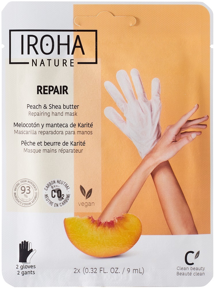 Iroha Handschuh-Maske Repair (1 Paar) Peach + Shea Butter