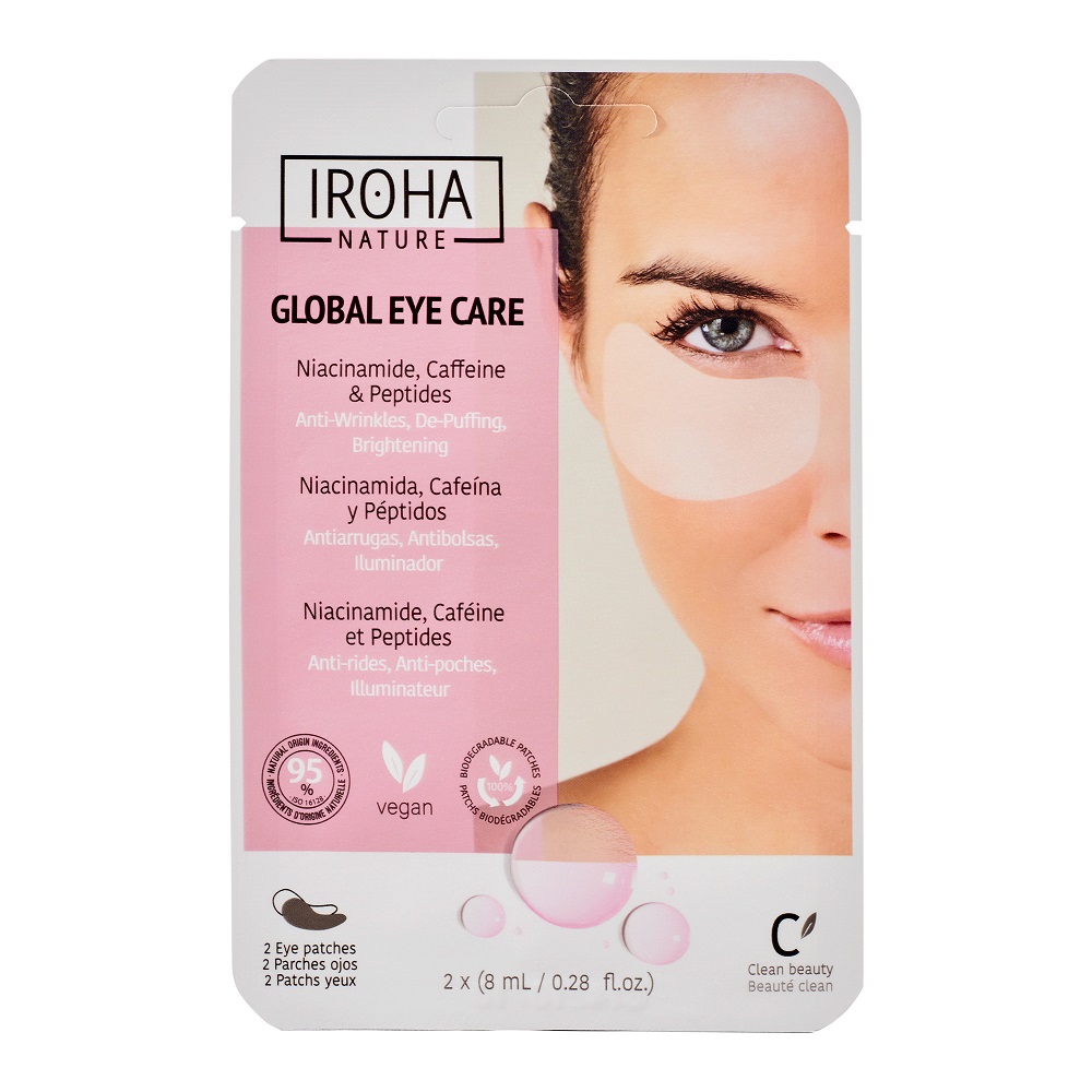 Iroha Augen-Maske Global Eye Care, 1 Sachet (2 Patches) Niacinamide + Caffeine + Peptides