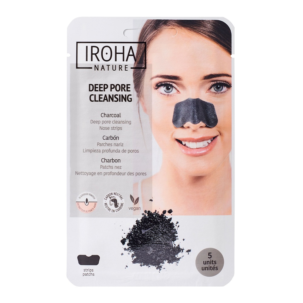 Iroha Deep Pore Cleansing, 1 Sachet (5 Patches) Charcoal + Hyaluronic Acid