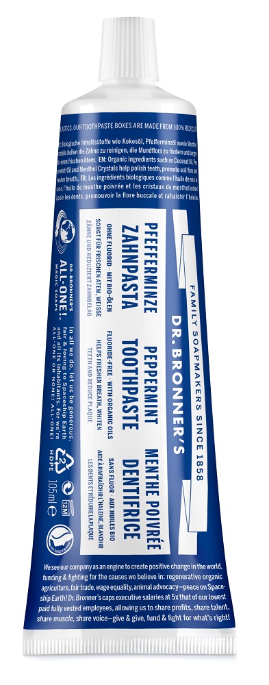 Dr. Bronner's All-in-One Zahnpasta, 105 ml - Pfefferminze