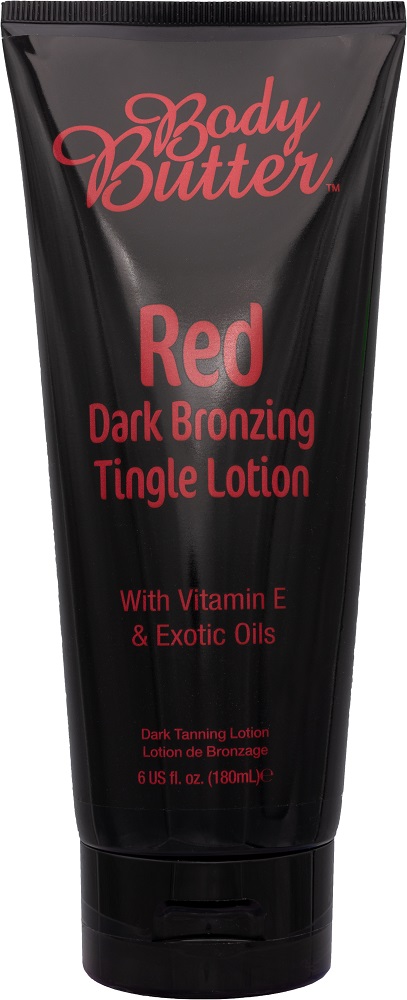 Body Butter RED Dark Bronzing Tingle Lotion, 180 ml Tube with Vitamin E & Exotic Oils