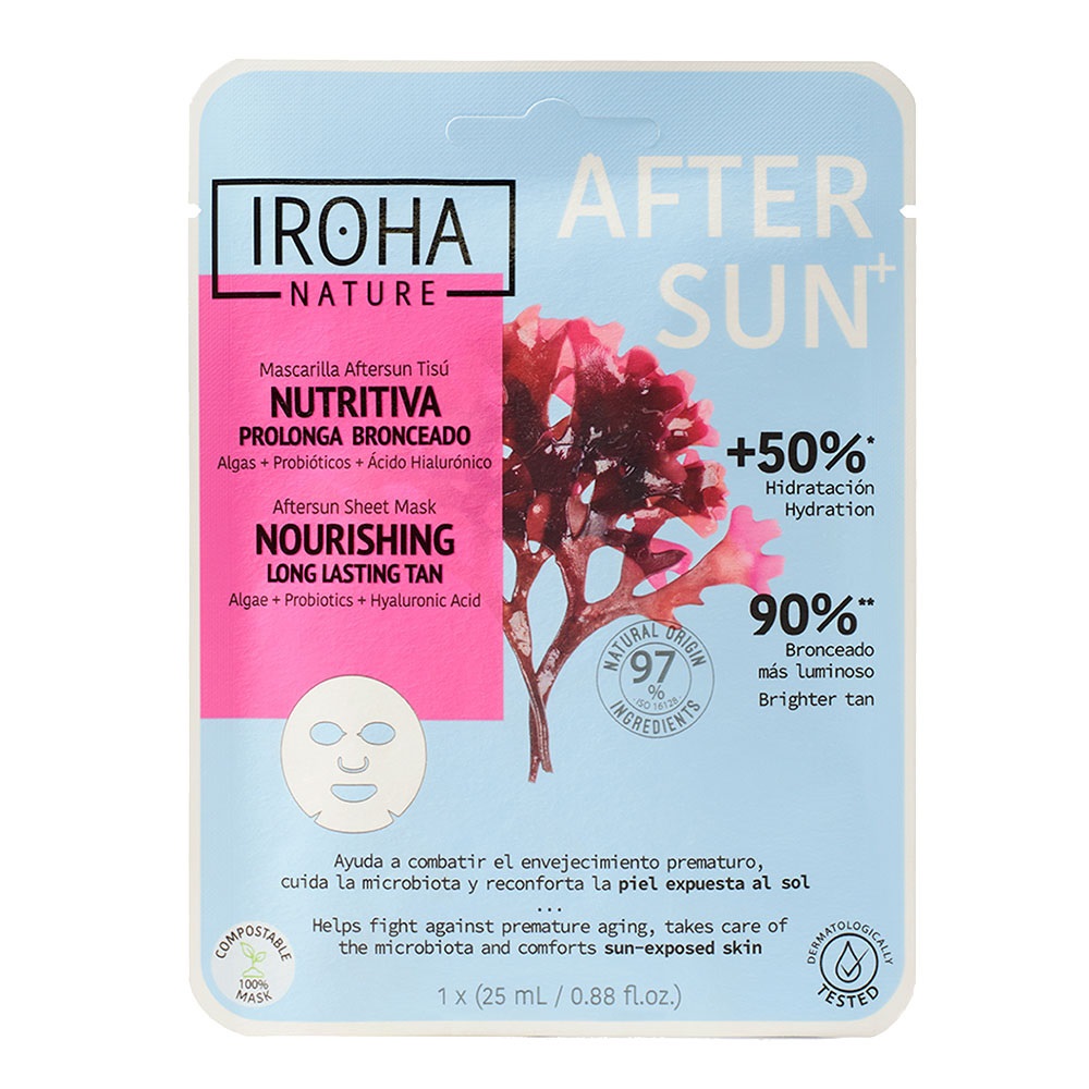 Iroha Tuch-Maske Nourishing - Long Lasting Tan (1 Maske) Algae + Probiotics + Hyaluronic Acid