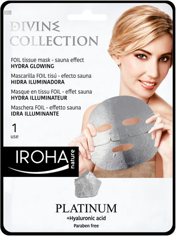 Iroha Foil-Mask Face - Platin + Hyaluron - Glow Effect (1 Maske)