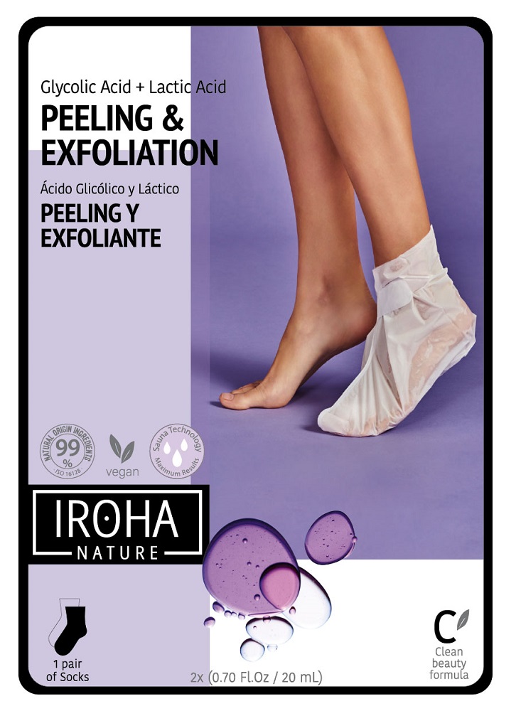 Iroha Peeling Socken Peeling & Exfoliation (15 Masken je 1 Paar im Display) Glycolic Acid + Lactic Acid