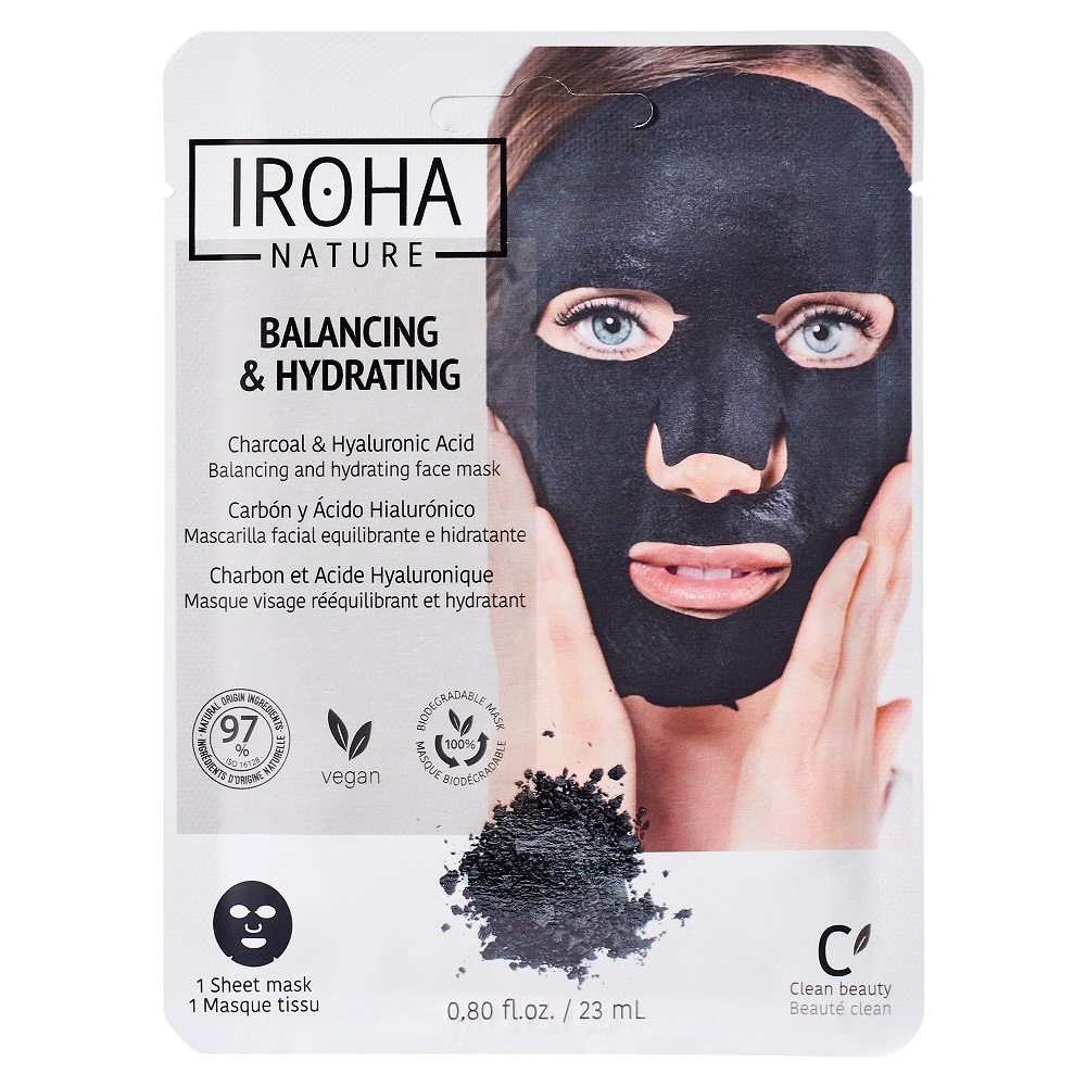 Iroha Tuch-Maske Balancing & Hydrating  (1 Maske) Charcoal + Hyaluronic Acid