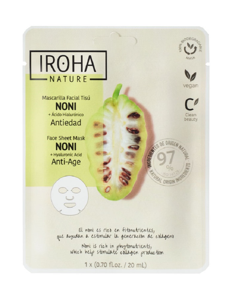 Iroha Tuch-Maske Anti-Age - Noni & Hyaluronsäure  (15 Masken im Display)