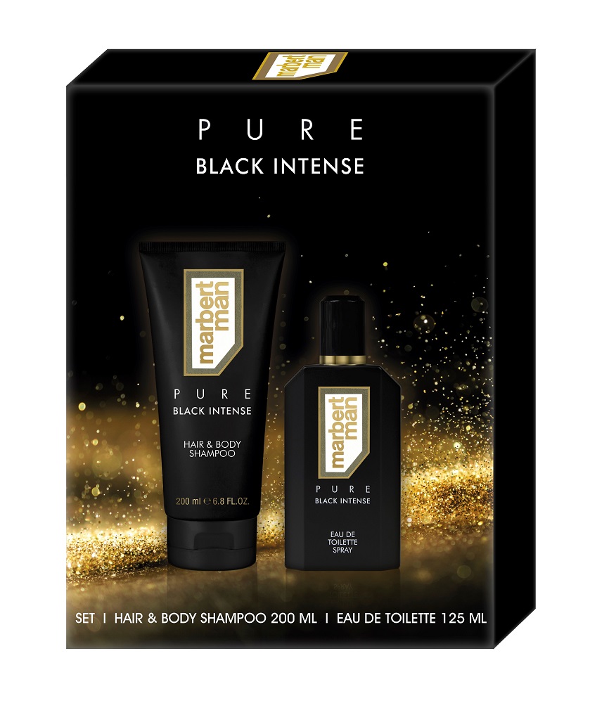 Marbert Man Pure Black - Set Hair & Body  (Shampoo u. Eau de Toilette)