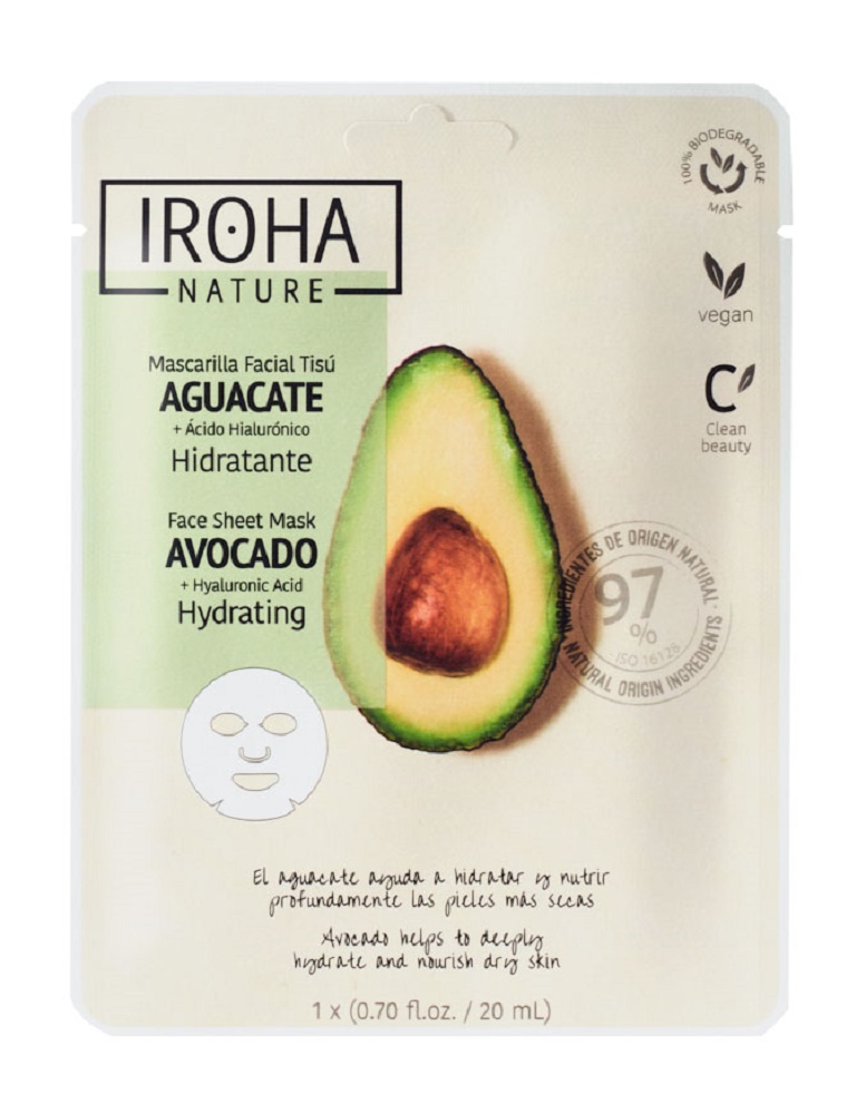 Iroha Tuch-Maske Hydrating - Avocado & Hyaluronsäure (15 Masken im Display)