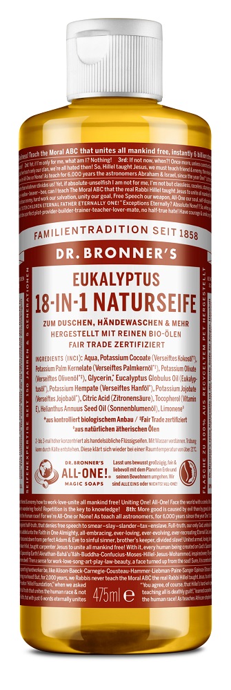 Dr. Bronner's 18-in-1 Naturseife, 475 ml - Eukalyptus