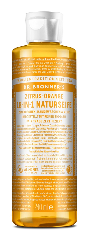 Dr. Bronner's 18-in-1 Naturseife, 240 ml - Zitrus-Orange