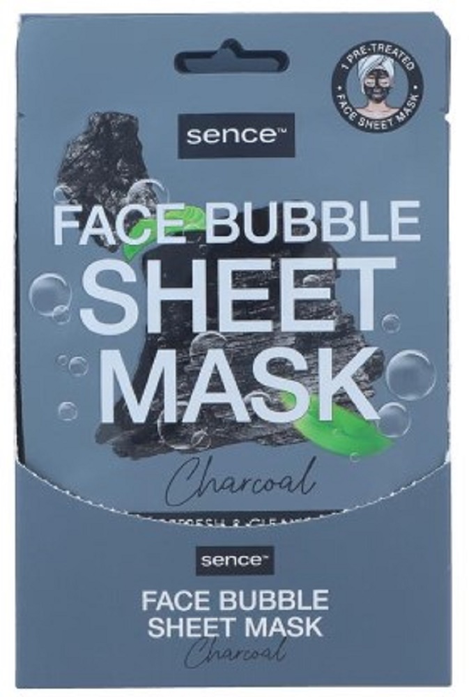 Sence Face Bubble Sheet Mask Charcoal, Display 12 x 20 ml