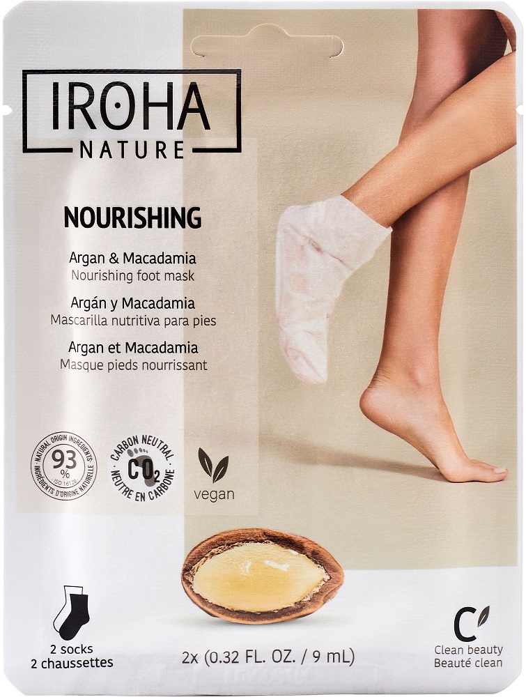 Iroha Socken Maske Nourishing (15 Masken je 1 Paar  im Display) Argan + Macadamia